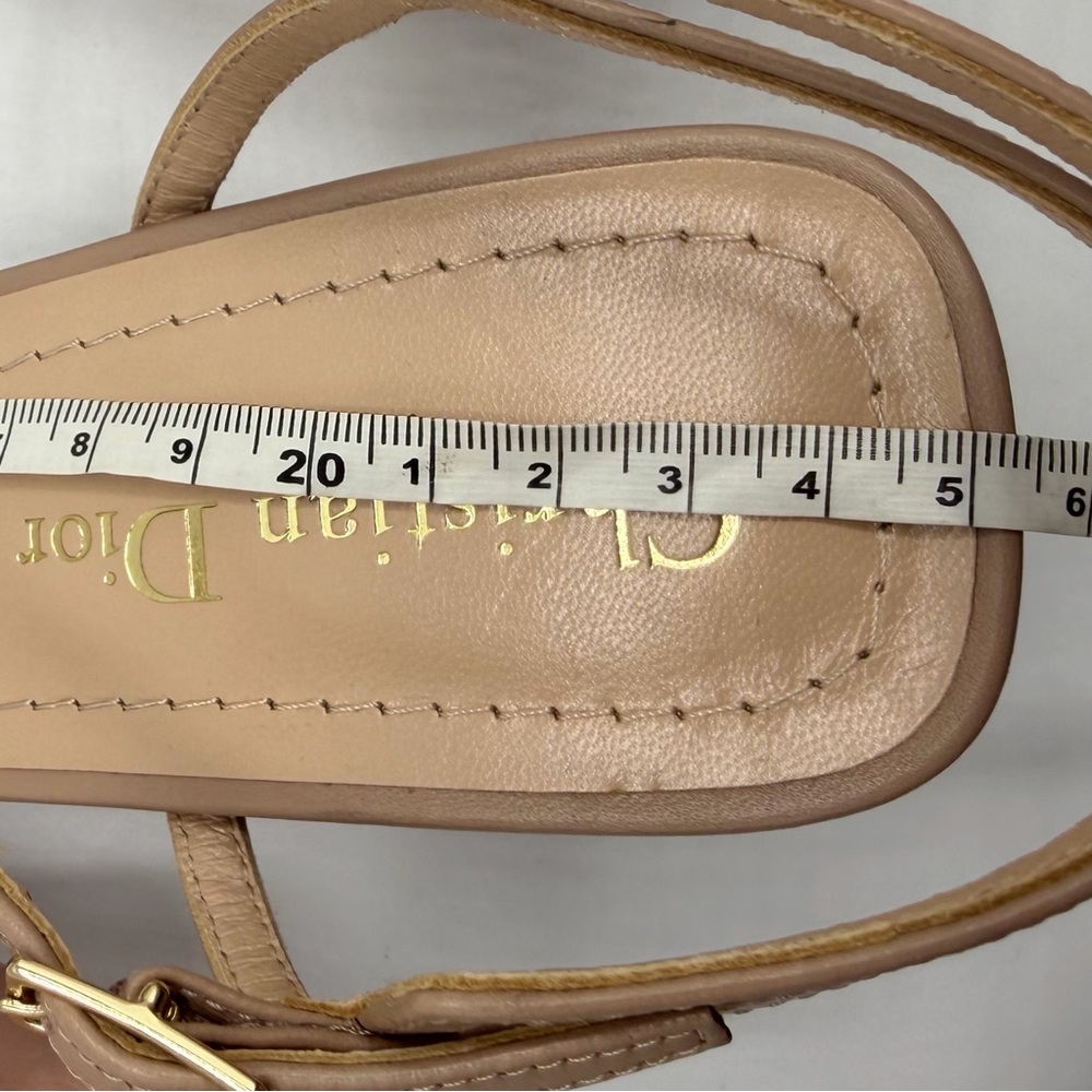 New Nib Christian Dior Embroidered Logo Nude Beige Dway 80 mm Heel Sandals EU 39 - Picture 10 of 10